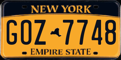 NY license plate GOZ7748
