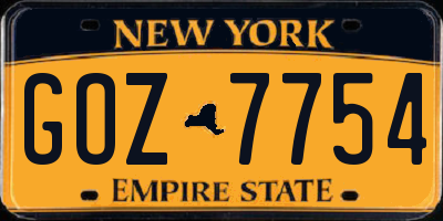 NY license plate GOZ7754