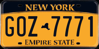 NY license plate GOZ7771