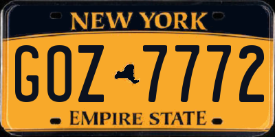 NY license plate GOZ7772