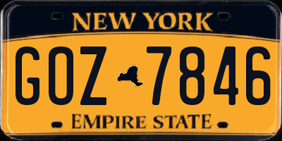 NY license plate GOZ7846