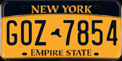 NY license plate GOZ7854