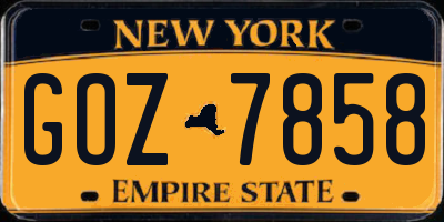 NY license plate GOZ7858
