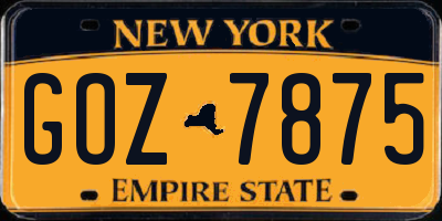 NY license plate GOZ7875