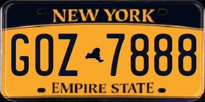 NY license plate GOZ7888