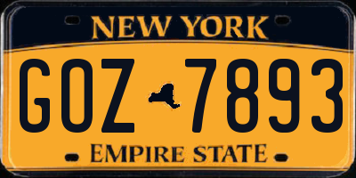 NY license plate GOZ7893