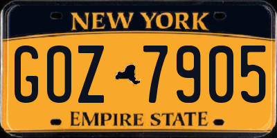 NY license plate GOZ7905