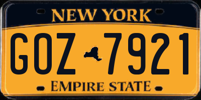 NY license plate GOZ7921