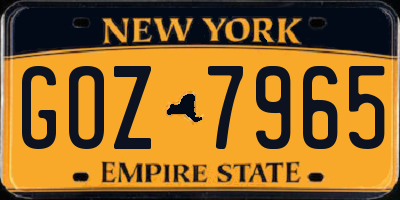 NY license plate GOZ7965