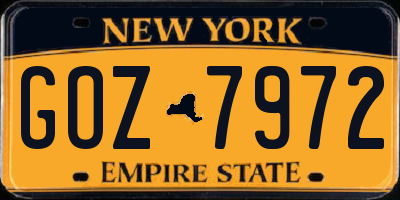 NY license plate GOZ7972