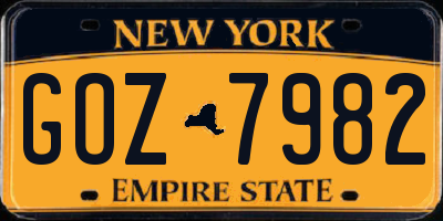 NY license plate GOZ7982