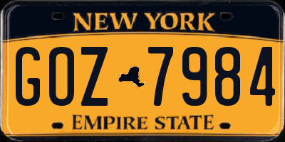 NY license plate GOZ7984