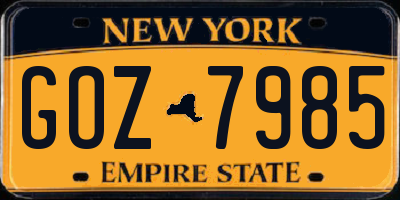 NY license plate GOZ7985