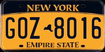 NY license plate GOZ8016