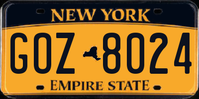 NY license plate GOZ8024