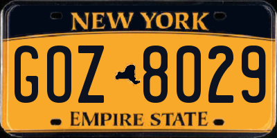 NY license plate GOZ8029