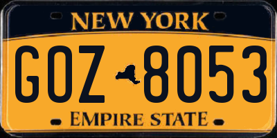 NY license plate GOZ8053
