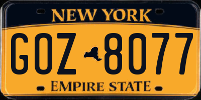 NY license plate GOZ8077