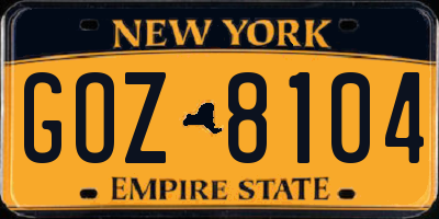 NY license plate GOZ8104