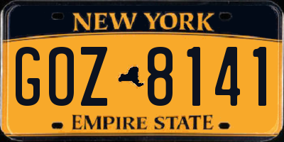 NY license plate GOZ8141