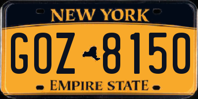 NY license plate GOZ8150