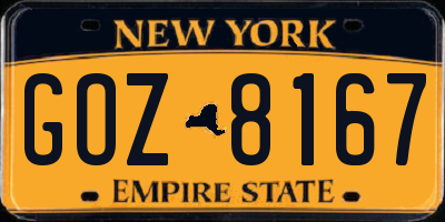 NY license plate GOZ8167