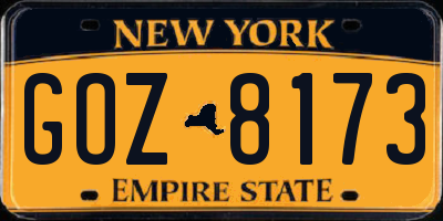 NY license plate GOZ8173
