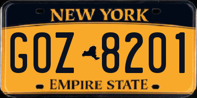 NY license plate GOZ8201