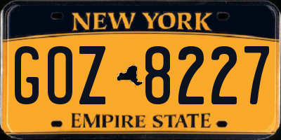 NY license plate GOZ8227