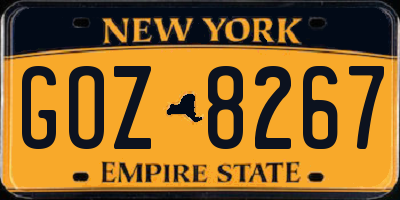 NY license plate GOZ8267