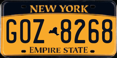 NY license plate GOZ8268