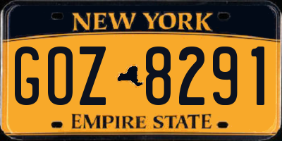 NY license plate GOZ8291