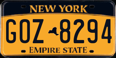 NY license plate GOZ8294