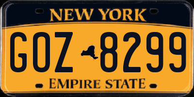 NY license plate GOZ8299