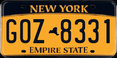 NY license plate GOZ8331
