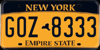 NY license plate GOZ8333