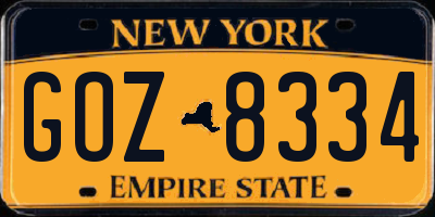 NY license plate GOZ8334