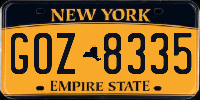 NY license plate GOZ8335