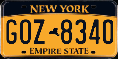 NY license plate GOZ8340