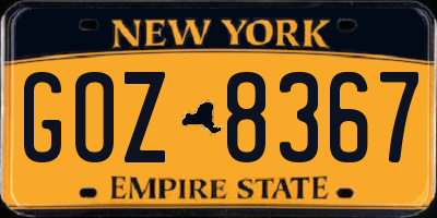 NY license plate GOZ8367