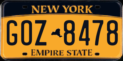 NY license plate GOZ8478
