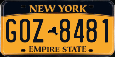 NY license plate GOZ8481
