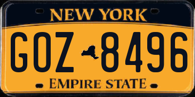 NY license plate GOZ8496