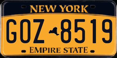 NY license plate GOZ8519