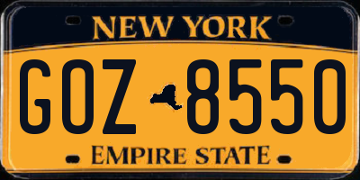 NY license plate GOZ8550