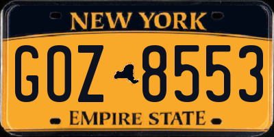 NY license plate GOZ8553