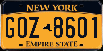 NY license plate GOZ8601
