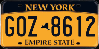 NY license plate GOZ8612