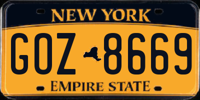 NY license plate GOZ8669
