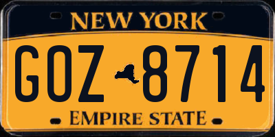 NY license plate GOZ8714